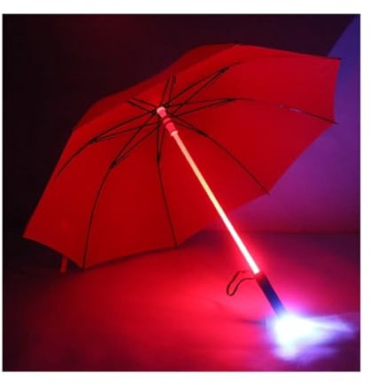 SHOUKAII Paraguas de palo transparente con luz LED intermitente for hombre y mujer, con soporte for luz nocturna, resistente al agua y al viento(Transparent)