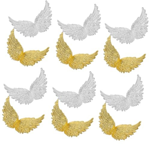 TINEASUR 24st Flügel Aus Kunststoff Mini-flügelornament Goldener Miniflügel Miniaturdekoration Partykuchenflügel Mini-Wing-Topper Dessert-schnatzflügel Käsekuchenflügel Weißes Plastik