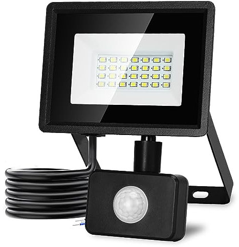 Aigostar 40pcs Foco LED con Sensor Movimiento 20W,1650LM Super Brillo Focos LED Exterior IP65 Impermeable,Blanco Frío 6500K Proyector Led Exterior,Perfectas para Jardín, Garaje, Patio, etc.