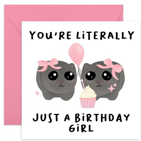 Roligt födelsedagskort för henne – 'You're Literally Just a Birthday Girl' – sött och roligt kort för vänner, systrar, bästis, moster, kvinnor eller BFFs – levereras med roliga klistermärken