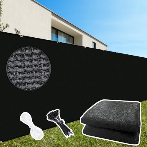 Zaun für Balkon, Hof, Garten, Sonnenschutz, Netzabdeckung mit Kabelbindern und Ösen, Außenzaun, Sichtschutz für Terrasse, Sichtschutzwand (1,83 m x 15,24 m)