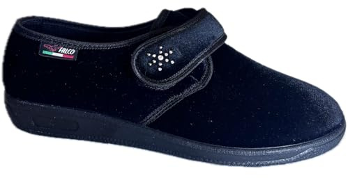 GAVIGA scarpe pantofole invernali elasticizzate donna in velluto 691 con strappo alluce valgo riabilitazione decoro 2025 (Velluto nero, Sistema Taglie Calzature EU, Adulto, Donna, Numero, Media, 37)