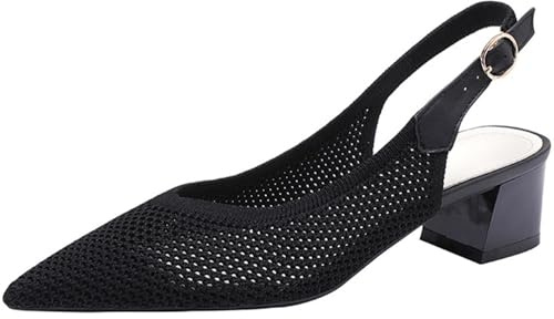 PPXID Femmes Talon Moyen Ouvert Bout Slingback Slip-on Escarpins Élégantes Chaussure à Talon Confortable et Classique