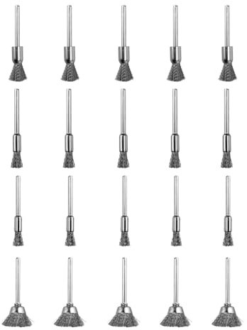SHYSBV Set di 20 spazzole metalliche in acciaio inox, per trapano/avvitatore a batteria, spazzole metalliche per rimozione della ruggine, lucidatura, pulizia – ideale per casa, giardino e officina