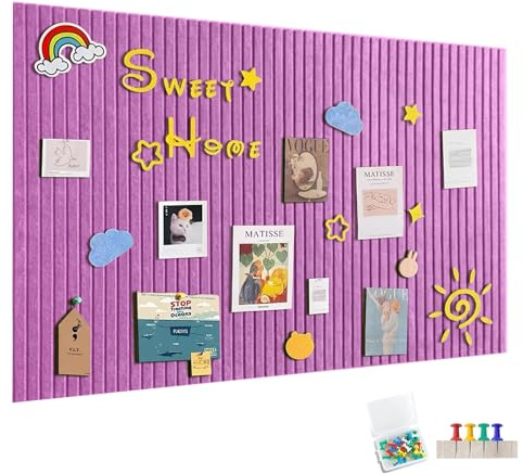 120x90cm Große Filz Pinnwand Selbstklebend, Filzboard Memotafeln Memo Boards mit 60 Pinnnadeln Bulletin Board Wanddekoration für Büro Küche, Fotos Memos,Rosé