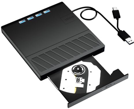 Uqezagpa Unità di disco esterne per il computer portatile 7 porte USB3.0 Player per ROM unità di disco bruciatori portatili per PC desktop bruciatori