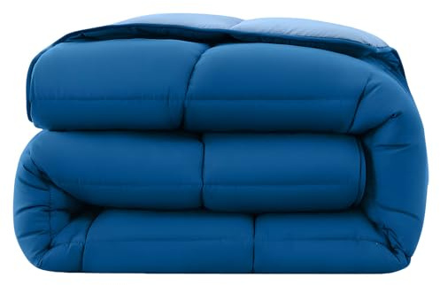wometo quiltat täcke, vändbar design ca 155 x 220 cm – mörkblå och blå – färgglad året runt quiltad säng (sommar och vinter) I färgat och kan användas utan extra överdrag I Oeko-TEX testad