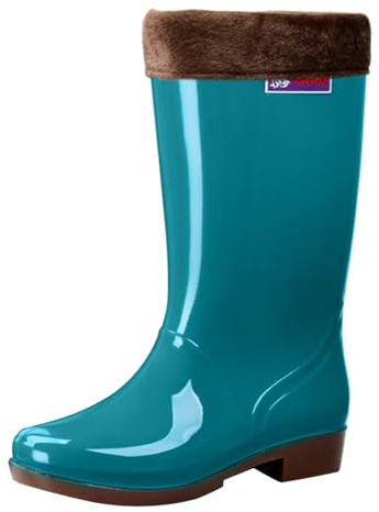 Stivali Donna Impermeabili Antiscivolo Comode Stivaletti Gomma Con Fodera Calda Invernali Eleganti Scarpe Impermeabili Alti Imbottiti In Pvc Stivali da Giardino Moda Tronchetti Pioggia Lavoro