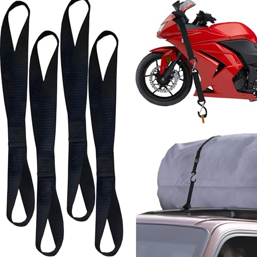 6 Stück Doppelschlaufen Zurrschlaufen Schlaufen Spanngurte Gewebte Nylon Gurt - 800kg Arbeitslast, 25 * 200 mm Gurtschlaufen für Motorrad, ATV, UTV, Fahrrad, Camping, Klettern, Aufhängung (Schwarz)