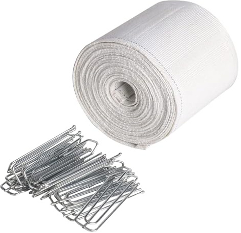 Ruban Fronceur De Rideau, 6m*7.8cm Ruflette pour Rideaux, Ruban Plissé Rideauxavec 15 Crochets De Draps, Doublure De Rideau Détachable, Rideaux Faisant des Accessoires, Pleatrice Au Crayon, d'onde