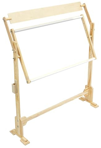 Telaio da ricamo regolabile in legno – Supporto da ricamo girevole a 360° in legno di pino, regolabile in altezza con tavola da disegno, supporto stabile per ricamo, punto croce e lavoro a mano