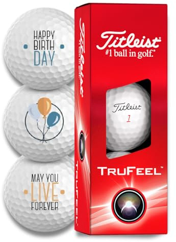 Titleist Trufeel Golfbälle 3er Pack Motiv Happy Birthday Golf Geschenke für Golfer Geschenkidee