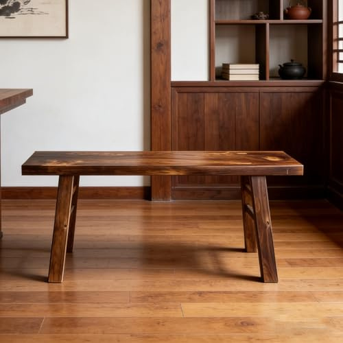 Natural Wooden Bench Flower Bench for Entryway Living Room Hallway & Bedside Brown 98x17.5x47cm - Stylish Home Furniture & Versatile Design