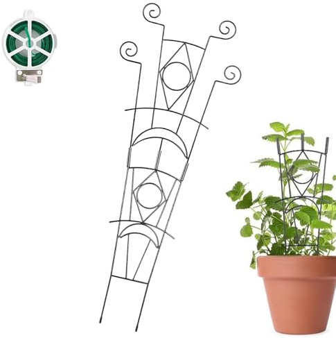 Topfpflanzen-Rankhilfe - Stapelbare Metall-Stäbe, 2-teilig - Pflanzenstütze für Kletterpflanzen | für Gartenliebhaber, Garten, Wohnung, Balkon, Gewächshaus, Terrasse, Hof, Zimmer,