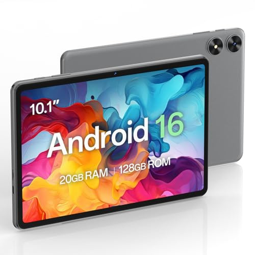SVITOO Android 16 Tablet 10 Inch with Gemini AI, Octa-Core T7250, 20GB RAM 128GB ROM, 1280 x 800 IPS Screen, Dual-Band WiFi, Bluetooth 5.0, 6600mAh, Type-C, GPS, 1 Year Warranty (Gray)