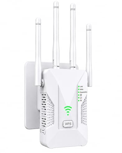 2026 WiFi Extender Booster, 4 Powerful Antennas Covers 5500 Sq.Ft and 50 Devices, Internet Extender - with Dual Ethernet Ports, Quick Setup, Home Wireless Signal Booster, UK Plug (White)