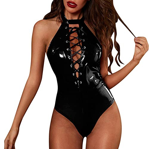 Sexiga damunderkläder set babydoll-klänning klänning stringtrosa och bh transparent satin charmig bekväm kväll kväll frestelse chic A109, Svart, M