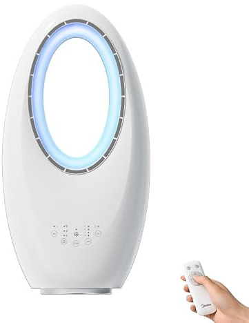 Ventilador Sin Aspas De 60 W, Ventilador De Torre De 22 Pulgadas Con 3 Velocidades Y Temporizador De 7,5 Horas, Iluminación Ambiental, Oscilación De 60°, Enfriador De Aire Para Oficina En Casa.