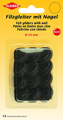Kleiber Felt Gliders with Nail, Dark Brown, 24 mm
