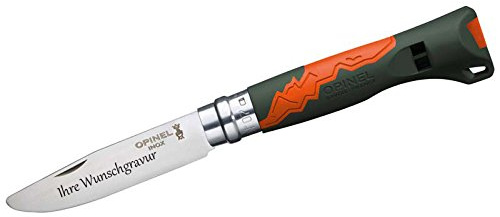 OPINEL Kindermesser Outdoor Junior mit Wunschgravur auf der Klinge (Orange)