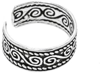 WINDALF Celtic Zehen-Ring BOGA 5 mm Lebens-Spirale mit Bohemian-Ornamente 925 Sterlingsilber
