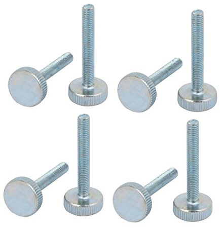 sourcing map 8 Stück Daumenschraube M5x35mm Silber Blau | Gewinde verzinkt gerändelt rund Kopf