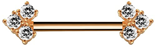 Monster Piercing Rose Gold Eloxiert Tri CZ Stein Pfeilform 14 Gauge Chirurgenstahl Nippel Piercing Bar Schmuck