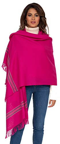 likemary Damen Wollschal – Schals & Tücher für Herbst und Winter – Leichter Wollschal für Reisen – Ethisch & Handgemacht-Fuchsia