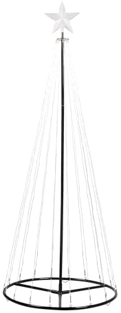 The Christmas Workshop 6FT Outdoor Cone Trees | 573 Individual Micro LED Lights | Light-Up Star Tree Topper | Transformer Included For Indoor Use | Animated Light Display (Warm White)