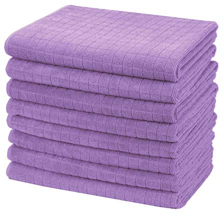 gryeer 8er-Set Microfaser Geschirrtücher, weiche, super saugfähige und fussel freie Küchentücher, 45 x 65 cm (Violett)