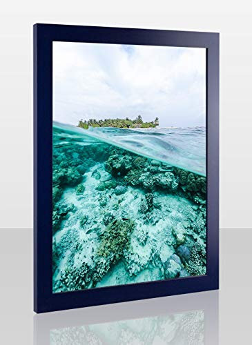 Bonito Slimline Profil Bilderrahmen Posterrahmen 48x64 cm Dunkelblau Gewischt 64x48 cm Puzzlerahmen Diamond Painting mit Antireflex Kunstglas
