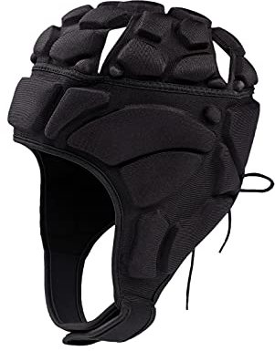 JINTN Rugby-Kopfschutz, Torwart, Fußball, Torwarthelm, Sport-Kopfbedeckung, Kappe, Unterstützung für Hockey, Fußball, Rugby, Schwarz
