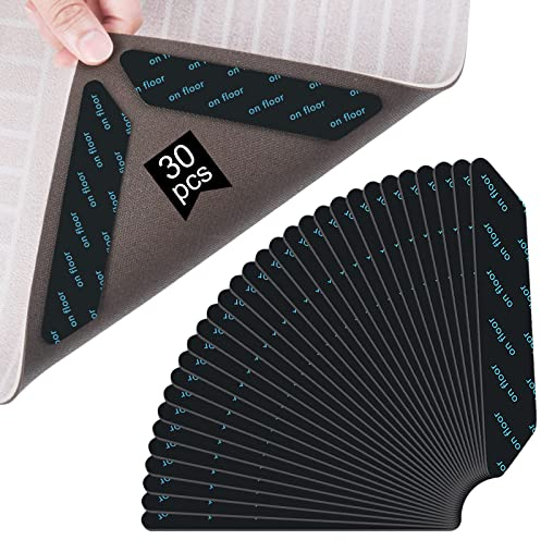 Vicloon Rutschfeste Teppichmatte, 30 Stück, Schwarz, 13 x 2,5 cm, für Teppiche und Böden, Waschbar und wiederverwendbar