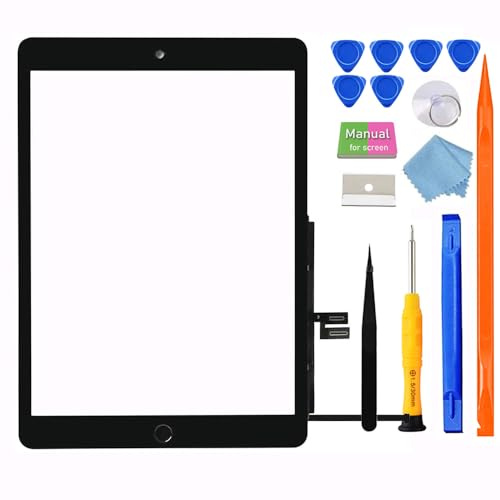 for iPad 9 (9th Generation) A2602 A2603 A2604 A2605 Screen Replacement Digitizer Touch Glass Kits, for iPad 9th Gen 10.2 Inch (2021 Released), Full Repair Sets+Home Button[NO TouchID Chip][NO LCD]