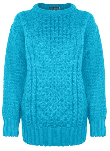 Generation Fashion New Ladies Women Long Sleeve Knitted Jumper Cable Knit Sweater Crew Neck Pullover Everyday Casual Autumn Winter Relax Fit Top Blouse