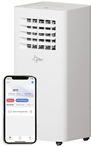 SUNTEC Mobiles Klimagerät Comfort 9.0 Eco R290 APP – Klimaanlage mobil und leise mit Smart App Steuerung – Entfeuchter für Räume bis 34 qm – Mobile Kühlung in Wohnung & Büro – 9.000 BTU – 2.600 Watt