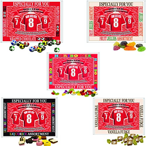 Manchester Reds Personalised Football Shirt Gift Boxed Choice of Sweets