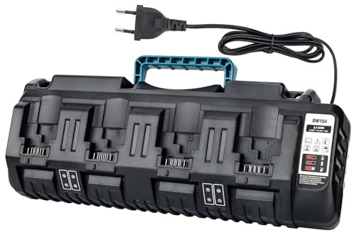YEX-BUR 4 Ports Batterieladegerät für Dewalt 14,4 V-20 V Max Li-Ionen-Batterien, 12 A 320 W Schnellladestation mit 2 USB-Anschlüssen, 5 V, 2,1 A