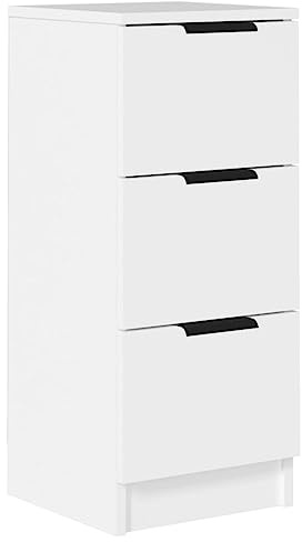 vidaXL Buffet Armoire de Rangement Meuble de Rangement Armoire Latérale Table de Chevet Table d'Appoint Blanc 30x30x70 cm Bois d'Ingénierie
