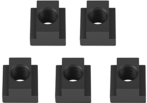 TICFOX Oxid Stahl T Nutmuttern, M14 Gewinde T Nutensteine, 5 Stück Schwarz Oxid Finish T Slot Muttern M14 Gewinde Fit in T Nuten in Werkzeugmaschine Tische für Aluminiumprofile