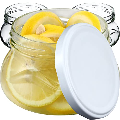 KADAX Piccoli barattoli per conserve da 300 ml, in miniatura per miele e spezie, vasetti per marmellata con coperchio, vasetti ermetici da regalare (bianco, 50 pezzi)