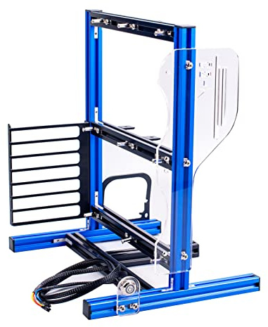 Tonysa Caja de la Computadora Chasis de la Computadora Marco Abierto Computadora de Aluminio Soporte de la Caja Abierta PC Marco Vertical de Bricolaje Juego Al Aire Libre Caja de la (Azul Negro)