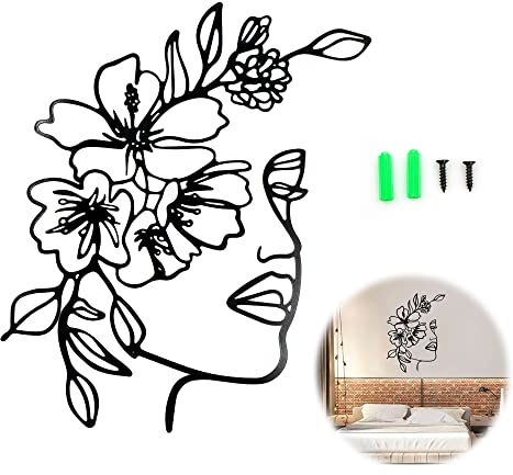 Artes Pared Minimalista Mujer Abstracta - 30 * 40 Cm Negro Sola LíNea Cuerpo Femenino, Modernas Femenina DecoracióN Metal, Lineal Cuadros Ornamentos ArtíSticos, Moderna Dormitorio Salon Pasillo Arte