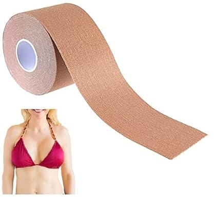 GNAUMORE Cinta De Pecho,Cinta Adhesiva Push Up,Adhesiva Push Up Cinta,Invisible Cinta De Pecho,Cinta para Levantar Los Pechos,Ideal para Vestido Sin Hombro De Noche Escote V,2.5cm*5M
