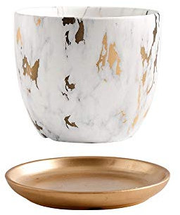 GImLY Keramik-Blumentopf mit Marmormuster, Zylinder, kreativer Blumentopf, Desktop-Blumenarrangement-Behälter, Kaktus-Pflanzgefäß, Blumentopf, Behälter, Gartenbedarf für das Heimbüro (Color : L)