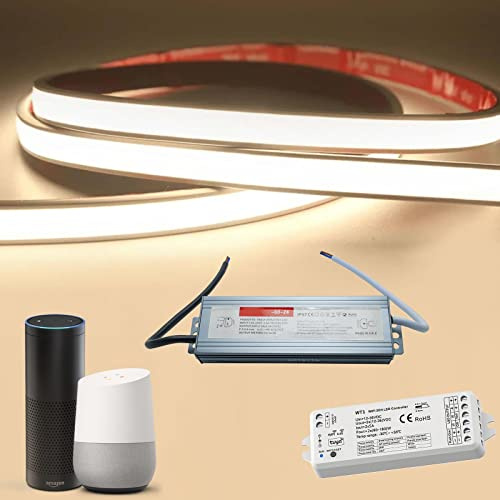 Planetitaly KIT SMART striscia LED tenuta stagna IP68 Linear COB flessibile Neon Flex dimmerabile 24V centralina vocale WiFi controllo vocale luce bagno turco sauna box doccia 3000K