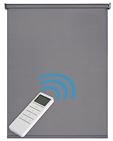 Tende a rullo per interni Oscuranti motorizzate tenda motorizzata Blackout elettrica in tessuto Isolamento termico con betteria e telecomando per finestre STORESDECO Grigio motorizzate 160x250 cm