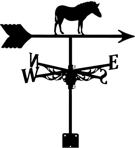 EICOFF Toit de girouette de Cheval Classique Installer girouette Peinture en aérosol Noir indicateur de Direction du Vent en métal pour Cour extérieure Jardin belvédère Ferme Grange Garage décorer