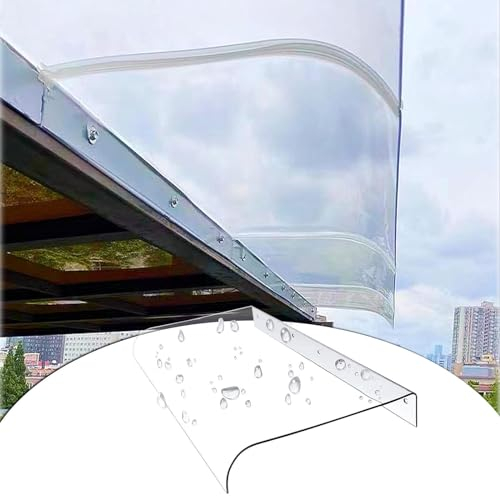 Outdoor Vordach Terrassentür Fensterabdeckung,Uv-Schutz Klar Polycarbonat Vordach,Pultbogenvordach,40/50/60/70/80/90/110cm Breit,Wasserdicht Vordach Für Tür,Terrasse,Dach,Clear-50x160cm/20x63in