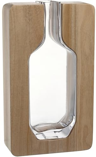 LEONARDO HOME AUTENTICO Objektvase • 1 Stück • Hingucker im Natur-Design • Stillvolle Optik durch Holzelemente • Rustikale Vase für Blumen • Zeitlose Dekovase • Höhe 30 cm • Mehrfarbig • 039988